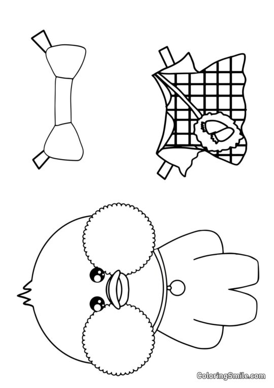 Lalafanfan avec des vêtements (robe et nœud) - Page de Coloriage