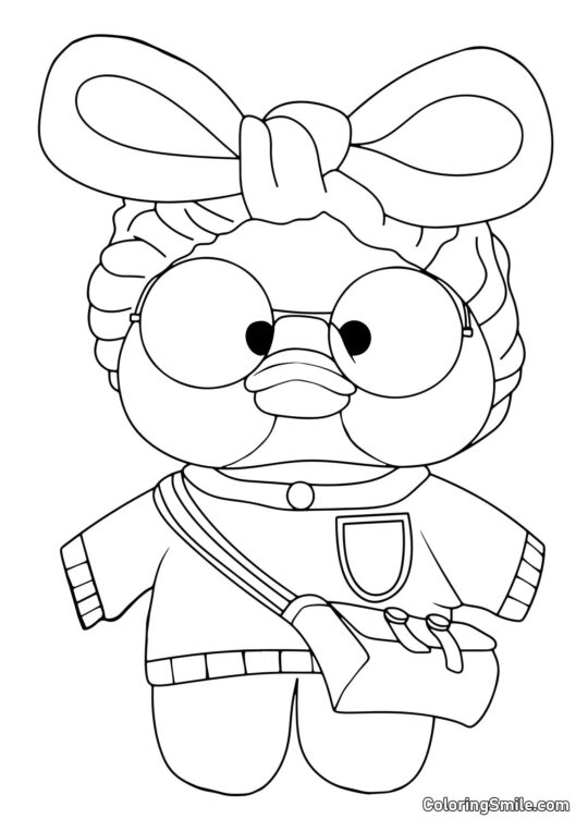 Canard Lalafanfan avec un joli nœud - Page de Coloriage