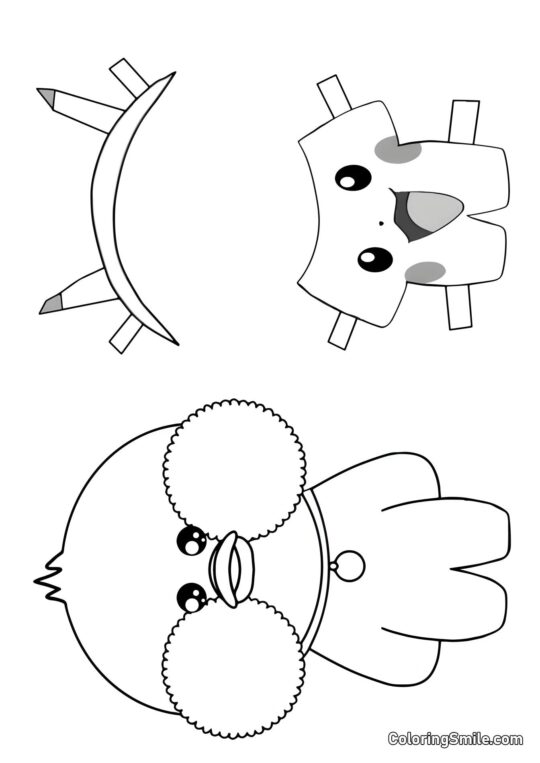 Lalafanfan avec des vêtements (costume Pikachu) - Page de Coloriage