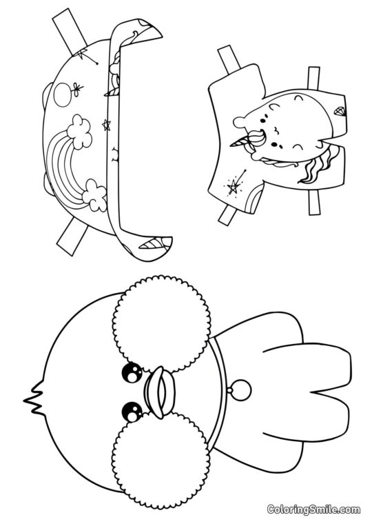 Lalafanfan avec des vêtements (pyjama licorne) - Page de Coloriage