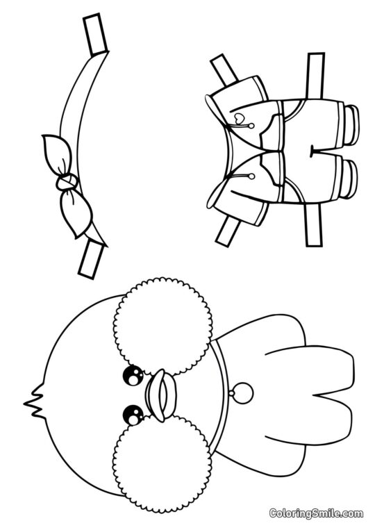 Lalafanfan avec des vêtements (sweat à capuche, pantalon et bandeau) - Page de Coloriage