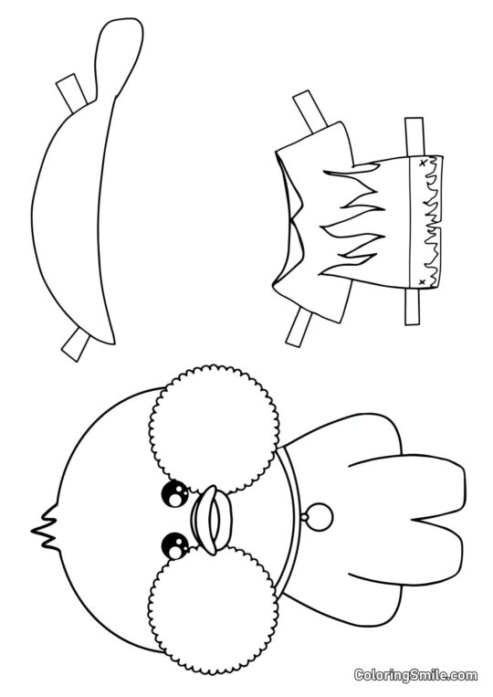 Lalafanfan avec des vêtements (débardeur, short et bandana) - Page de Coloriage