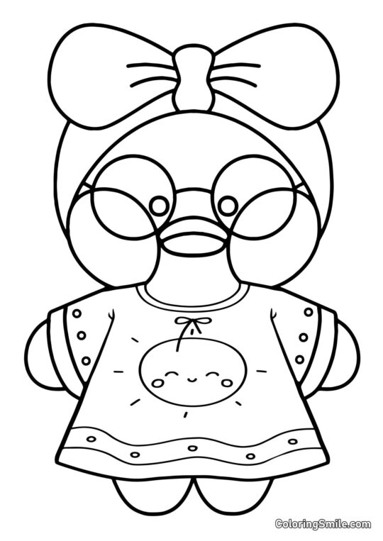 Canard Lalafanfan dans une belle robe - Page de Coloriage
