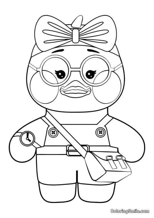 Lalafanfan avec un joli nœud et des lunettes - Page de Coloriage