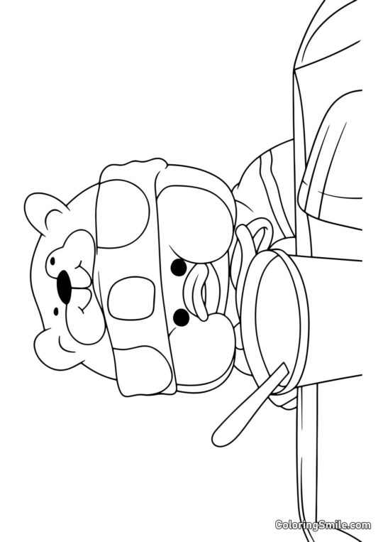 Canard Lalafanfan en train de manger - Page de Coloriage