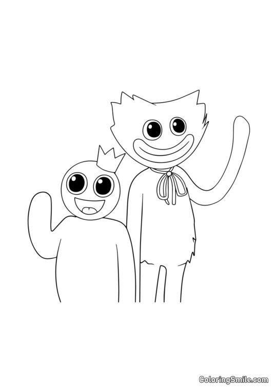 Bleu et Huggy Wuggy Bleu et Huggy Wuggy - Page de Coloriage