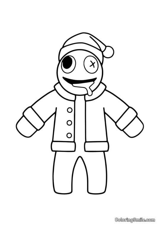 Bleu avec un chapeau de Noël Bleu avec un chapeau de Noël - Page de Coloriage