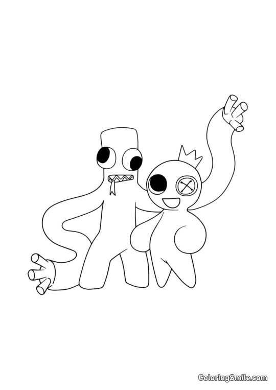 Vert et Bleu des Rainbow Friends Vert et Bleu des Rainbow Friends - Page de Coloriage