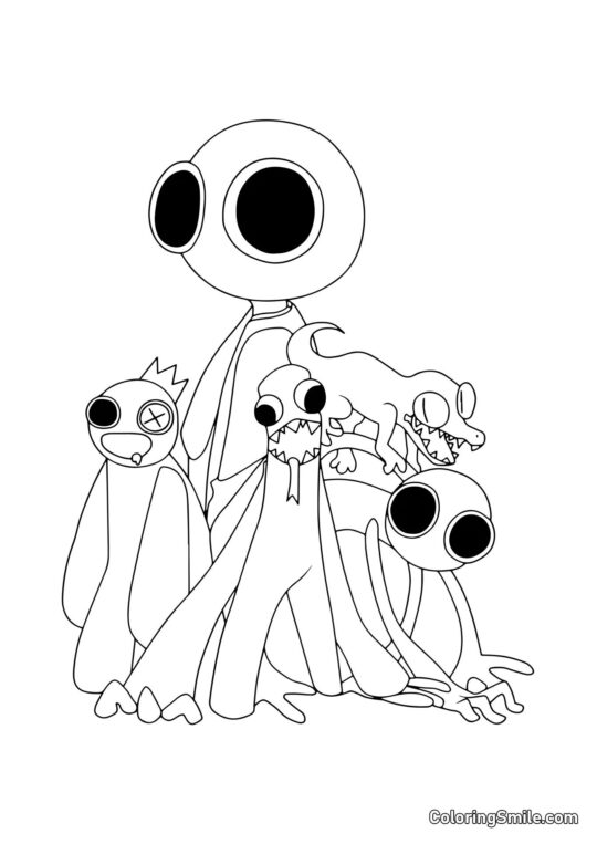 Tous les héros des Rainbow Friends Tous les héros des Rainbow Friends - Page de Coloriage