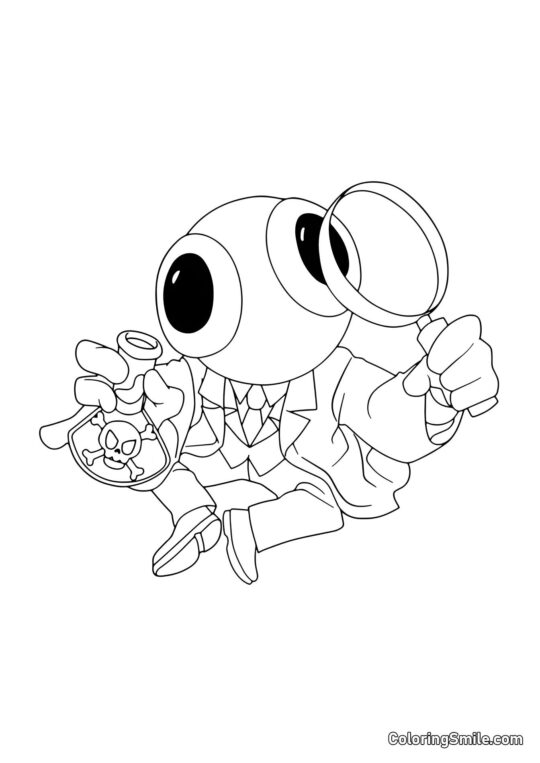 Arc-en-ciel avec poison et loupe Arc-en-ciel avec poison et loupe - Page de Coloriage