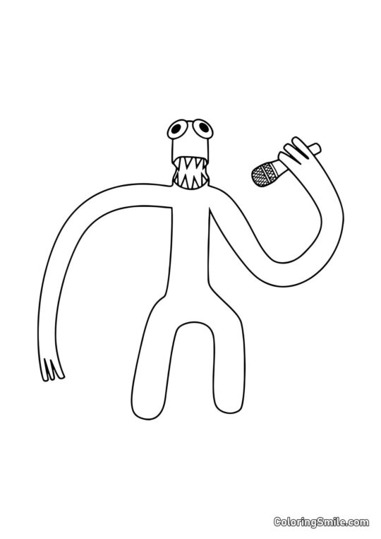 Vert avec un microphone Vert avec un microphone - Page de Coloriage