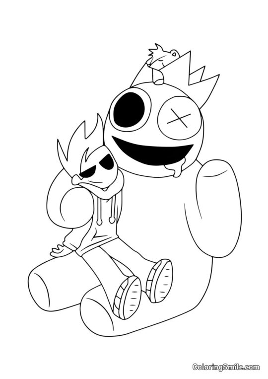 Bleu se détend avec un joueur Bleu se détend avec un joueur - Page de Coloriage