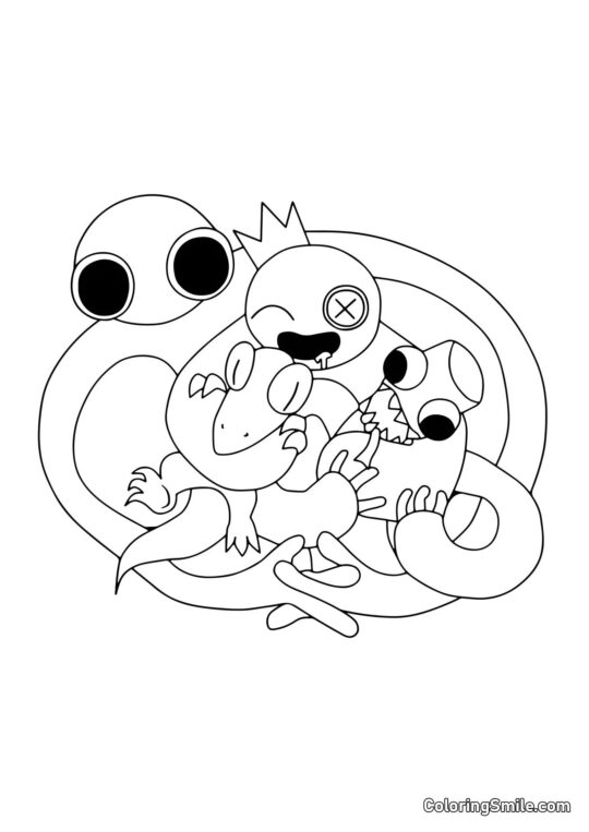 Rainbow Friends s’embrassent Rainbow Friends s’embrassent - Page de Coloriage