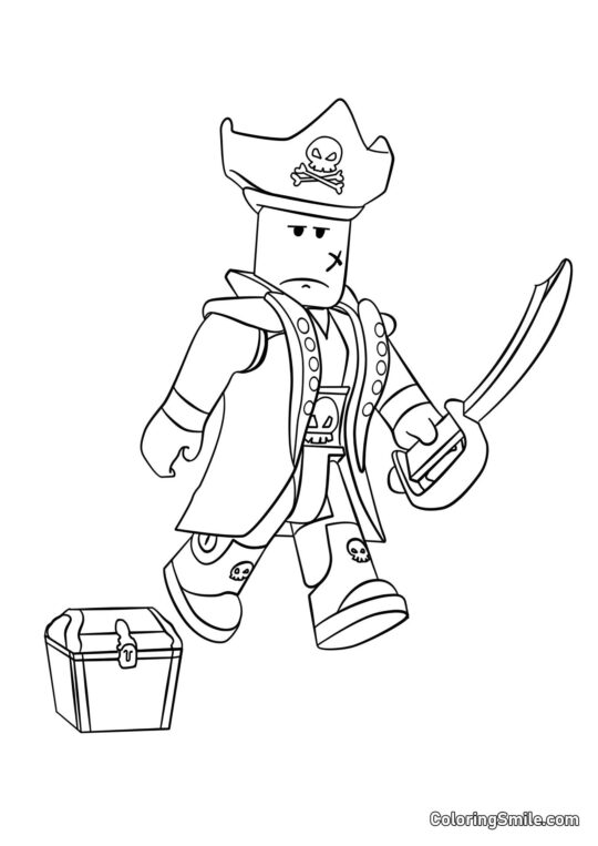 Roblox Pirate avec Coffre - Page de Coloriage