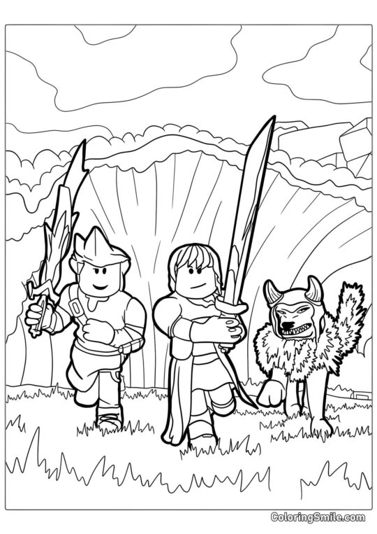 Roblox et Loup - Page de Coloriage
