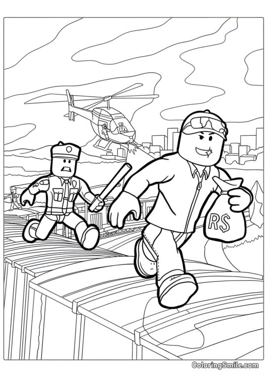 Roblox Fuyant la Police - Page de Coloriage