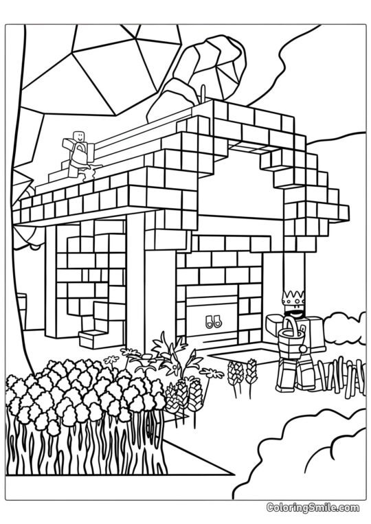 Roblox Maison avec Jardin - Page de Coloriage