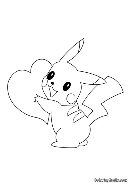 Pikachu avec cœur Pikachu avec cœur - Page de Coloriage