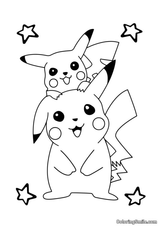 Pikachu grand et petit Pikachu grand et petit - Page de Coloriage