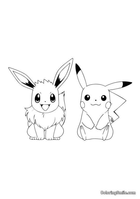 Pikachu et Eevee Pikachu et Eevee - Page de Coloriage