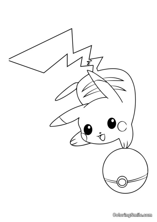 Pikachu et Pokéball Pikachu et Pokéball - Page de Coloriage
