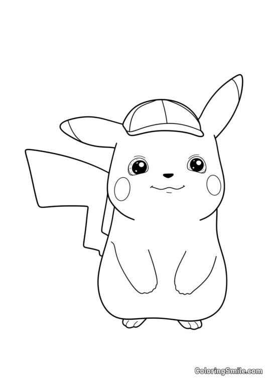 Pikachu détective mignon Pikachu détective mignon - Page de Coloriage