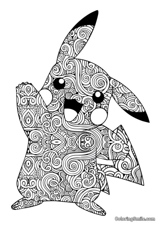 Pikachu saluant à la main antistress Pikachu saluant à la main antistress - Page de Coloriage