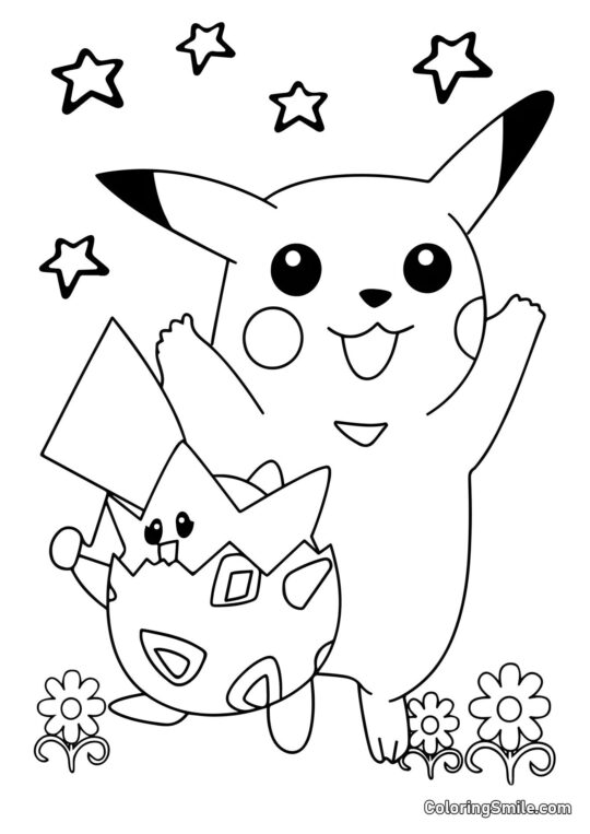 Pikachu et Togepi Pikachu et Togepi - Page de Coloriage