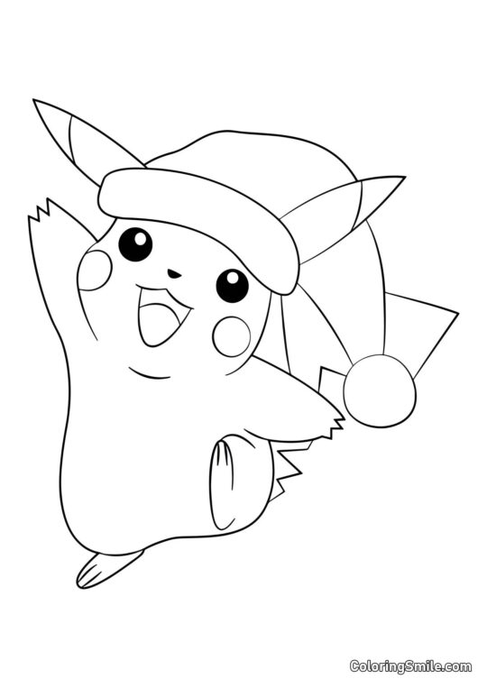 Pikachu pour Noël Pikachu pour Noël - Page de Coloriage