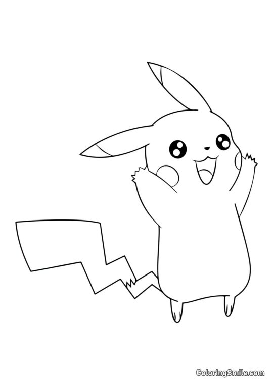 Pikachu très heureux Pikachu très heureux - Page de Coloriage