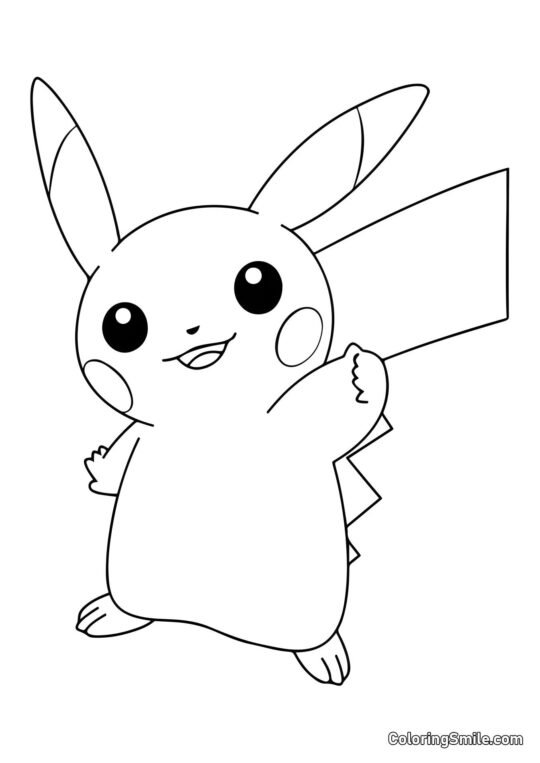Pikachu tenant le doigt levé Pikachu tenant le doigt levé - Page de Coloriage