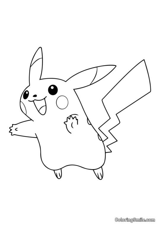 Pikachu joyeux Pikachu joyeux - Page de Coloriage