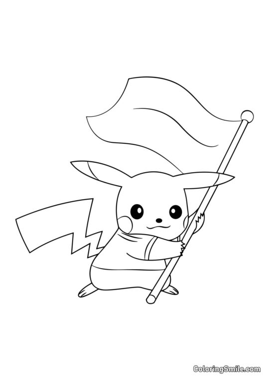 Pikachu avec un drapeau Pikachu avec un drapeau - Page de Coloriage