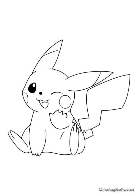Pikachu faisant un clin d’œil Pikachu faisant un clin d’œil - Page de Coloriage