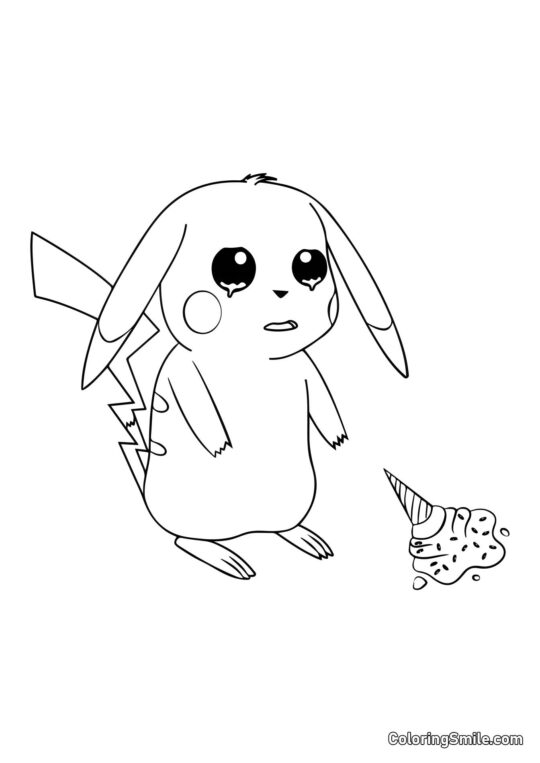 Pikachu a fait tomber une glace Pikachu a fait tomber une glace - Page de Coloriage