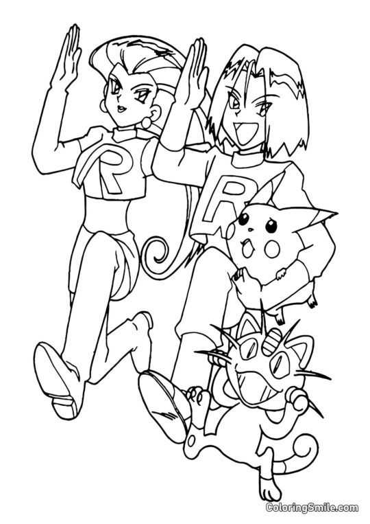 L’équipe R a capturé Pikachu L’équipe R a capturé Pikachu - Page de Coloriage