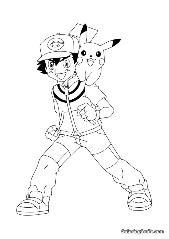 Ash et Pikachu Ash et Pikachu - Page de Coloriage