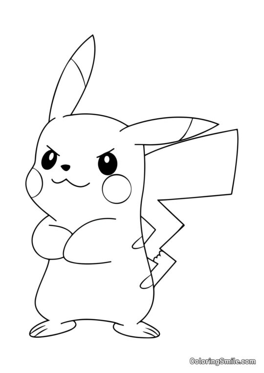 Pikachu satisfait de lui-même Pikachu satisfait de lui-même - Page de Coloriage
