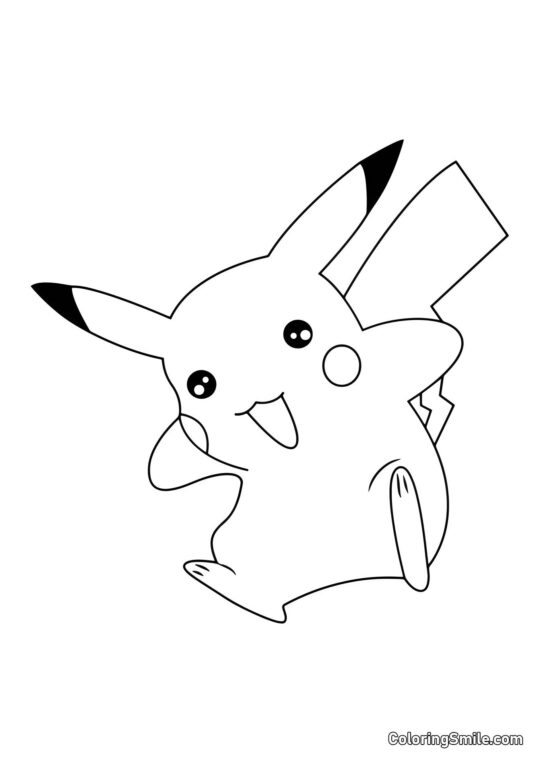 Pikachu sautant de joie Pikachu sautant de joie - Page de Coloriage