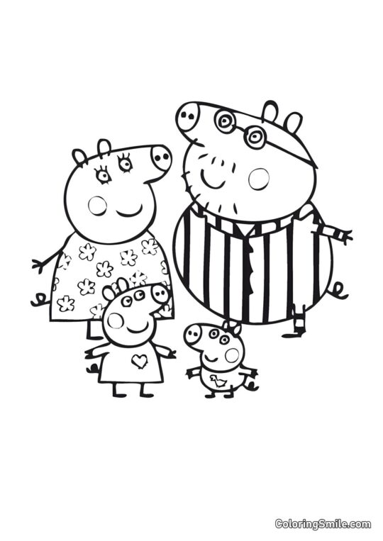La Famille de Peppa - Page de Coloriage