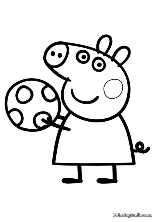 Peppa Pig avec un Ballon - Page de Coloriage