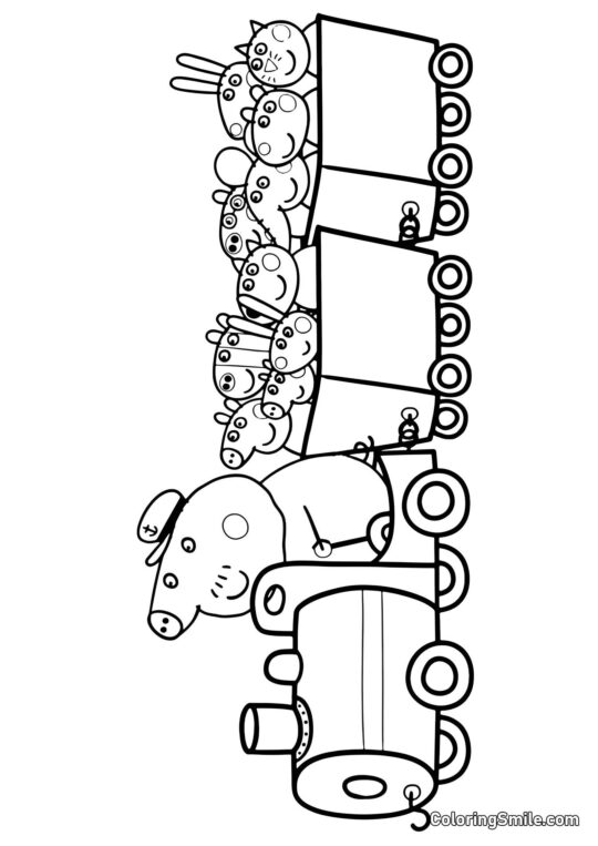 Le Train de Grandpa Pig - Page de Coloriage