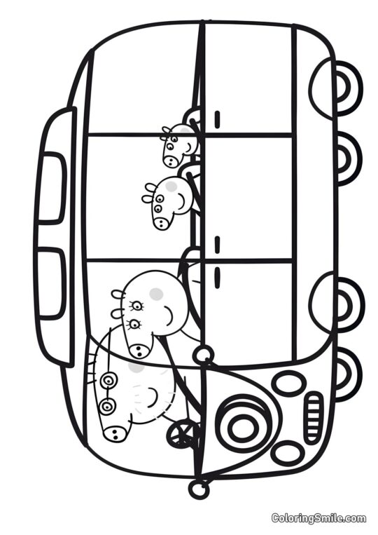 Peppa avec la Famille - Page de Coloriage