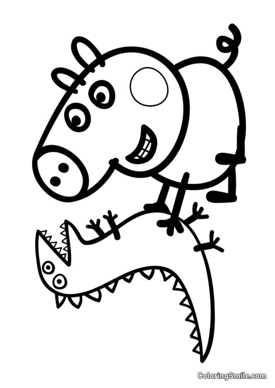 George et le Dinosaure - Page de Coloriage