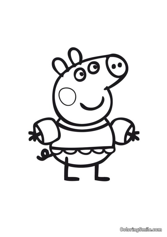 Peppa Pig avec des Coudières - Page de Coloriage