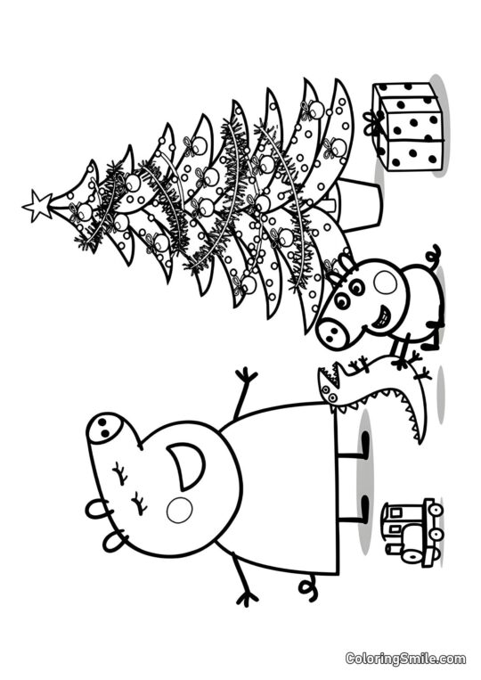 Peppa au Nouvel An - Page de Coloriage