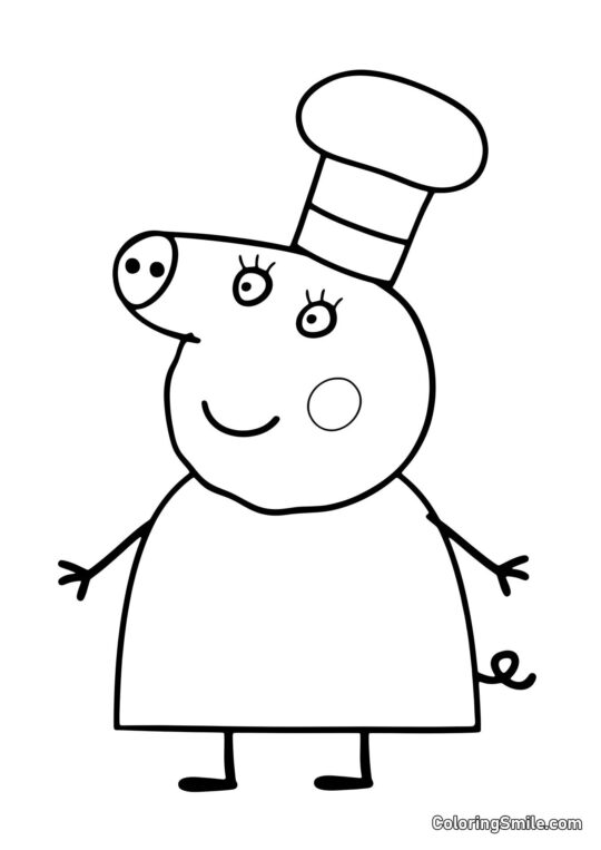Maman Pig dans un Chapeau de Chef - Page de Coloriage