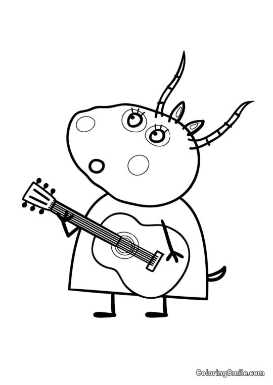 Madame Gazelle avec une Guitare - Page de Coloriage