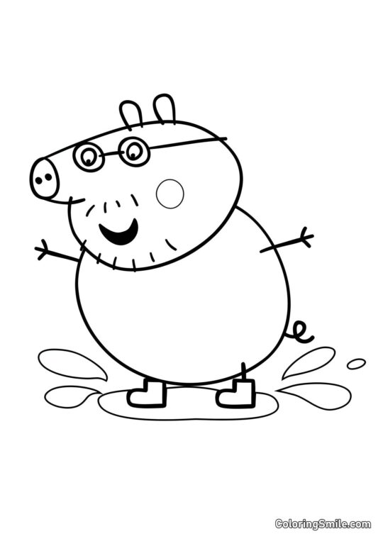 Papa Pig Saute dans les Flots - Page de Coloriage