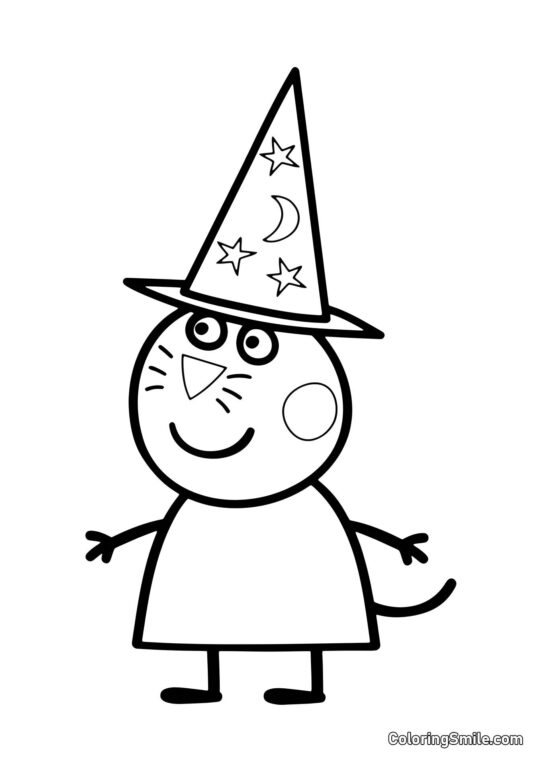 Bonbon dans un Chapeau de Sorcière - Page de Coloriage